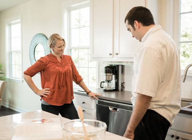 Couple is making coffee